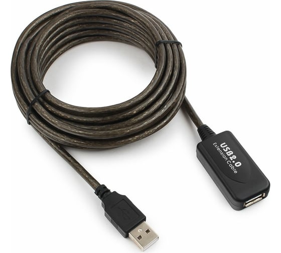 Кабель-удлинитель Cablexpert USB2.0 активный, AM/AF, медь, двойн. экран, 5м, полупрозрач, блистер UAE-01-5M 16206311