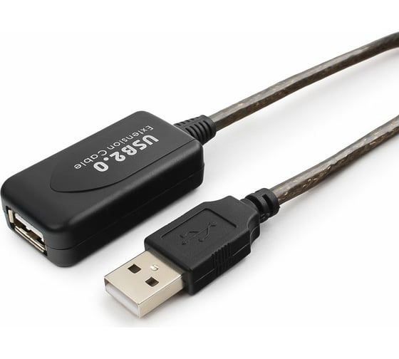 Кабель-удлинитель Cablexpert USB2.0 активный, AM/AF, медь, двойн. экран, 5м, полупрозрач, блистер UAE-01-5M