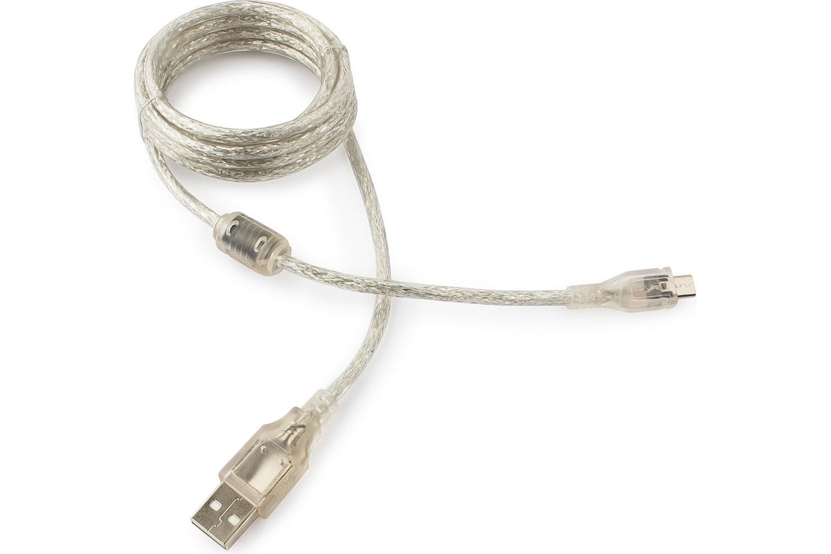 Кабель Cablexpert USB 2.0 Pro, AM/microBM, 18м, экран прозрачный CCP .