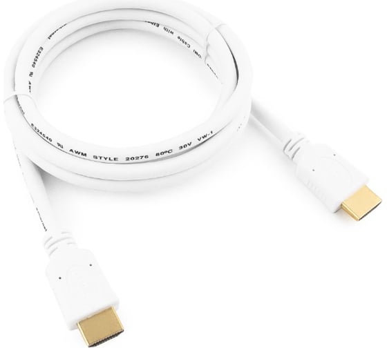 Кабель Cablexpert HDMI v2.0, 19M/19M, 1.8м, медь, белый, позолоченные разъемы, экран, пакет CC-HDMI4-W-6