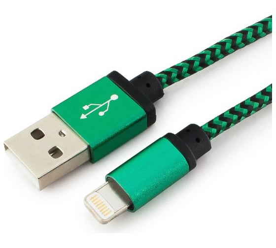 Кабель Cablexpert USB 2.0 AM/Lightning 8P, 1м, нейлоновая оплетка, зеленый CC-ApUSB2gn1m