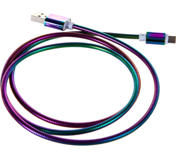 Градиентный кабель GCR MicroUSB, 1.0m, для зарядки Android 51978