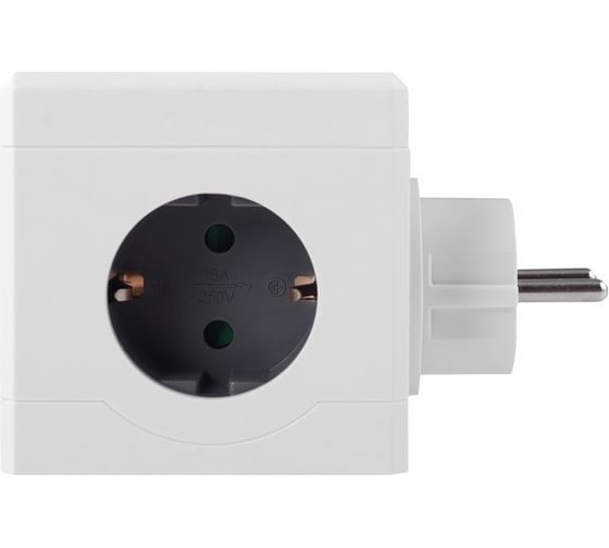 Разветвитель ROCKETSOCKET cube original lite 3 euro 16a, 3 usb 2a+c с блоком 5в/3.1а, цвет белый-серый GN1206
