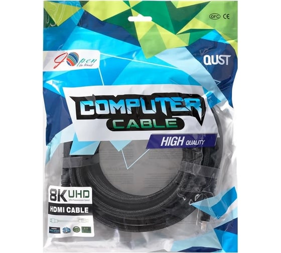 Кабель AOpen/Qust HDMI 19M/M ver 2.1 8K 60Hz Econom оплетка 7.5m ACG859B-7.5