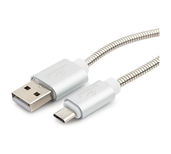 Кабель Cablexpert USB 2.0 AM/microB, серия Gold, длина 0.5 м, серебро, блистер, CC-G-mUSB02S-0.5M 1