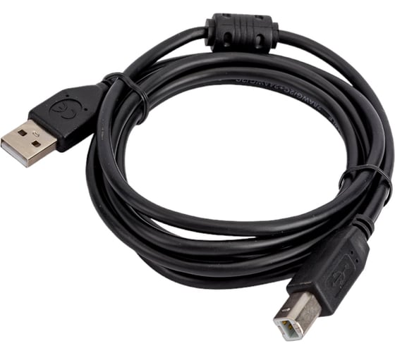 Кабель USB 2.0 Pro Cablexpert, AM/BM, 1.8м, экранировка, ферритовые кольца, пакет, черный CCF-USB2-AMBM-6