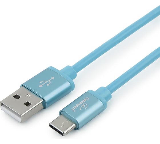 Кабель USB 2.0 Cablexpert, AM/Type-C, серия Silver, длина 1м, блистер, синий CC-S-USBC01Bl-1M
