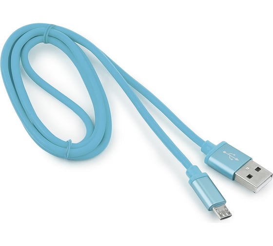 Кабель USB 2.0 Cablexpert, AM/microB, серия Silver, длина 1м, блистер, синий CC-S-mUSB01Bl-1M 1