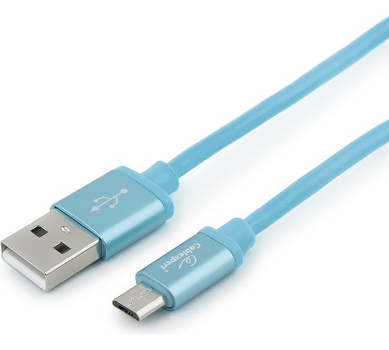 Кабель USB 2.0 Cablexpert, AM/microB, серия Silver, длина 1м, блистер, синий CC-S-mUSB01Bl-1M