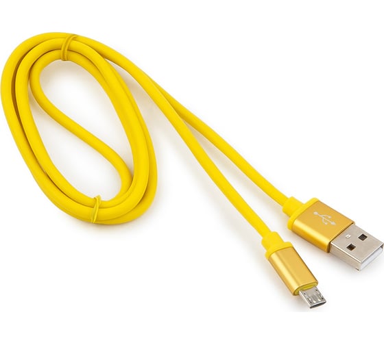 Кабель USB 2.0 Cablexpert, AM/microB, серия Silver, длина 1м, блистер, желтый CC-S-mUSB01Y-1M 1