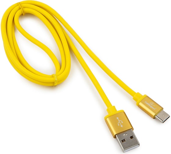 Кабель USB 2.0 Cablexpert, AM/Type-C, серия Silver, длина 1м, блистер, желтый CC-S-USBC01Y-1M