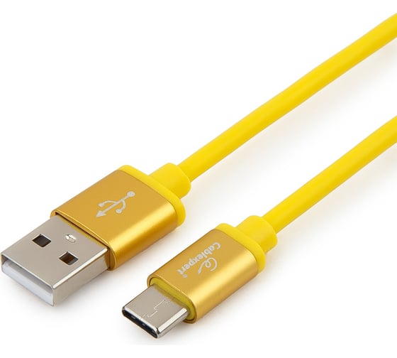 Кабель USB 2.0 Cablexpert, AM/Type-C, серия Silver, длина 1м, блистер, желтый CC-S-USBC01Y-1M