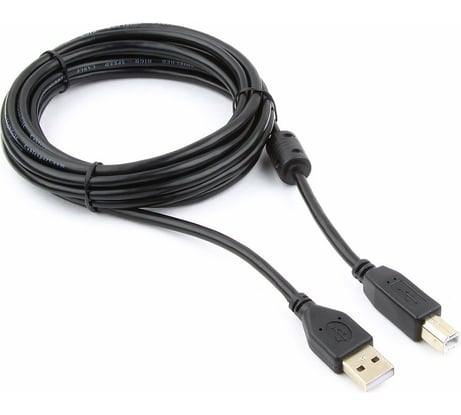 Кабель USB 2.0 Pro Cablexpert, AM/BM, 3м, экранировка, ферритовые кольца, пакет, черный CCF-USB2-AMBM-10