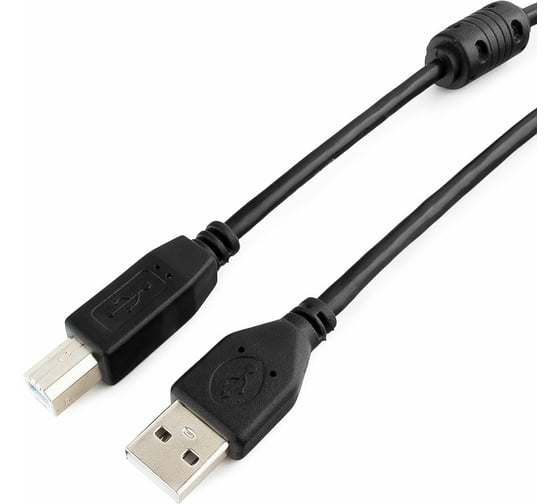 Кабель USB 2.0 Pro Cablexpert, AM/BM, 3м, экранировка, ферритовые кольца, пакет, черный CCF-USB2-AMBM-10