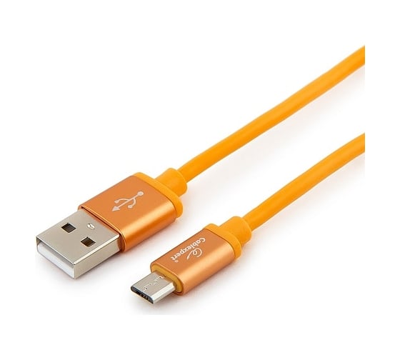 Кабель Cablexpert USB 2.0 AM/microB, серия Silver, длина 1 м, оранжевый, блистер, CC-S-mUSB01O-1M