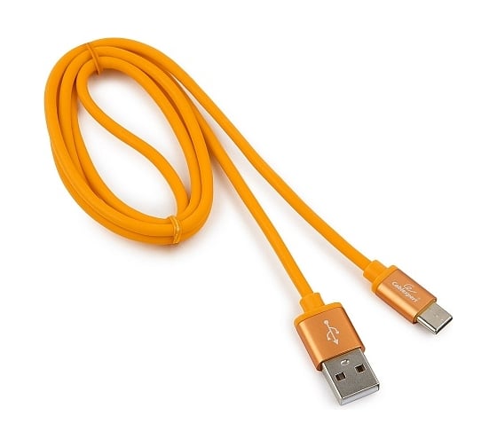 Кабель Cablexpert USB 2.0 AM/Type-C, серия Silver, длина 1 м, оранжевый, блистер, CC-S-USBC01O-1M