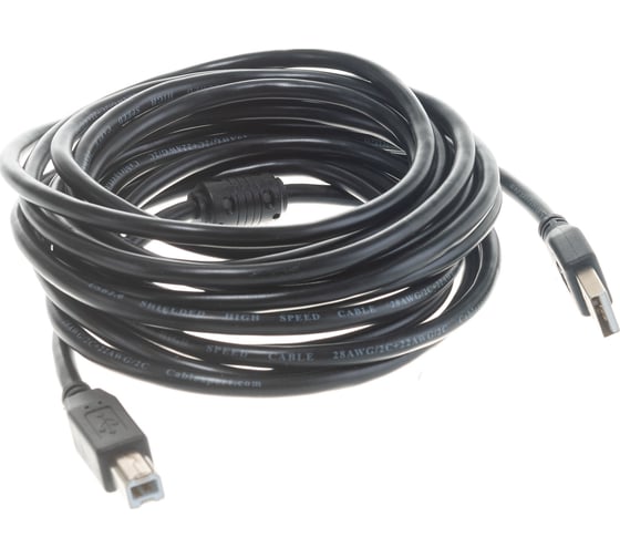 Кабель Cablexpert USB 2.0 Pro, AM/BM, 4.5 м, экранированный, 2 ферритовых кольца, черный, пакет CCF2-USB2-AMBM-15