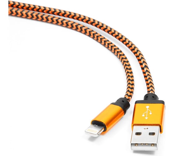 Кабель USB 2.0 Cablexpert, AM/Lightning, 8P, 1м, нейлоновая оплетка, оранжевый CC-ApUSB2oe1m 1