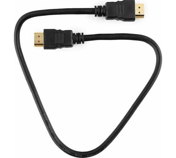 Кабель HDMI Cablexpert, 0.5м, v2.0, 19M/19M, медь, позолоченные разъемы, экранировка, пакет, черный CC-HDMI4-0.5M 1