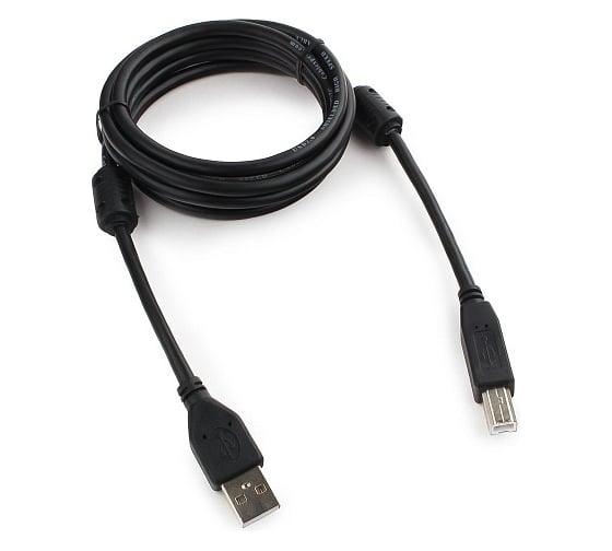 Кабель Cablexpert USB 2.0 Pro AM/BM, 1.8 м, экранированный, 2 ферритовых кольца, черный, пакет, CCF2-USB2-AMBM-6 1