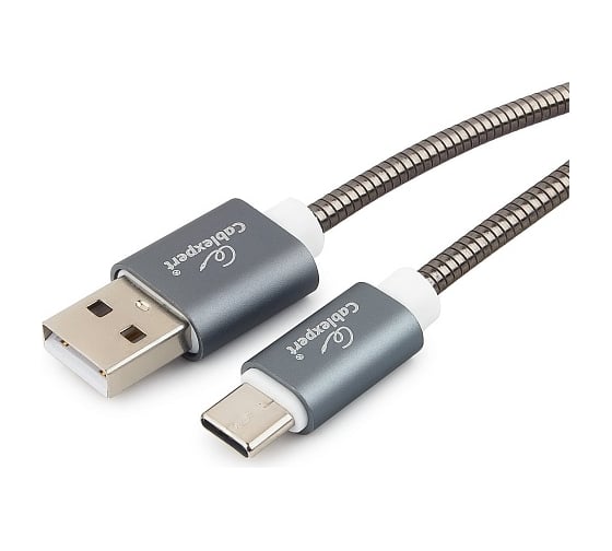 Кабель Cablexpert USB 2.0 AM/Type-C, серия Gold, длина 1.8 м, титан, блистер, CC-G-USBC02Gy-1.8M 1