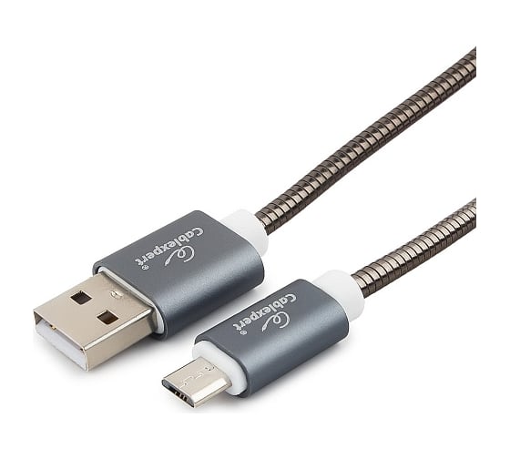 Кабель Cablexpert USB 2.0 AM/microB, серия Gold, длина 0.5 м, титан, блистер CC-G-mUSB02Gy-0.5M