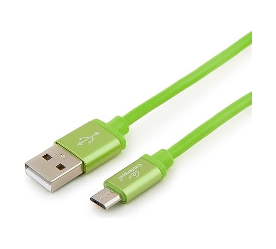Кабель Cablexpert USB 2.0 AM/microB, серия Silver, длина 1 м, зеленый, блистер, CC-S-mUSB01Gn-1M