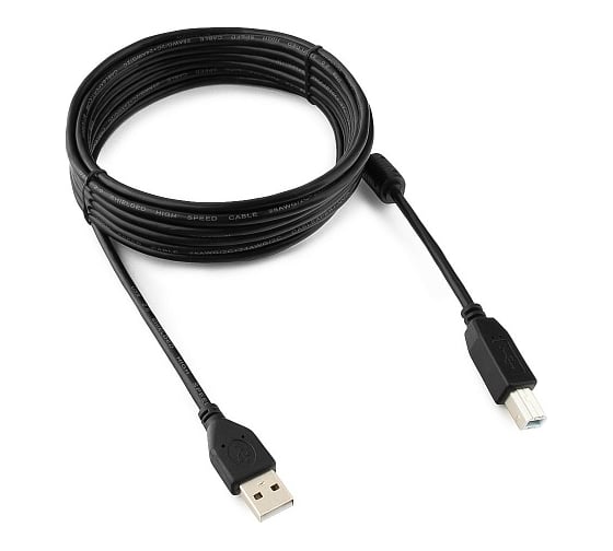 Кабель Cablexpert USB 2.0 Pro AM/BM, 4.5 м, экранированный, ферритовое кольцо, черный, пакет, CCF-USB2-AMBM-15