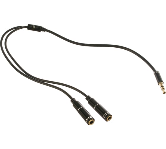 Кабель-аудио разветвитель Cablexpert Jack 3.5(M)/2х Jack 3.5(F), 0.2м, черн, кор, CCAB-02-35MY-0.2MB