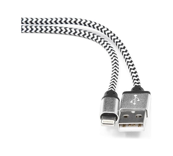 Кабель Cablexpert USB 2.0 AM/Lightning 8P, 1 м, нейлоновая оплетка, серебристый, CC-ApUSB2sr1m