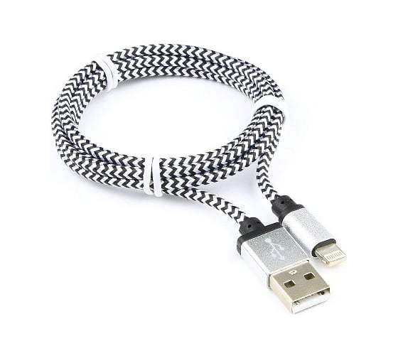 Кабель Cablexpert USB 2.0 AM/Lightning 8P, 1 м, нейлоновая оплетка, серебристый, CC-ApUSB2sr1m