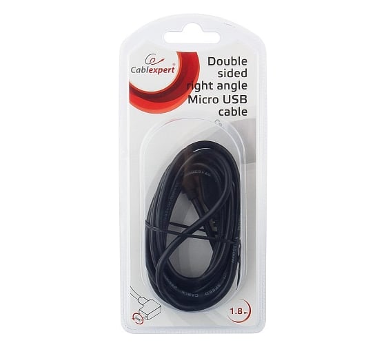 Кабель Cablexpert USB 2.0, двусторонний разъем microB, AM/microB 5P, 1.8 м, CCB-USB2-AMmDM90-6