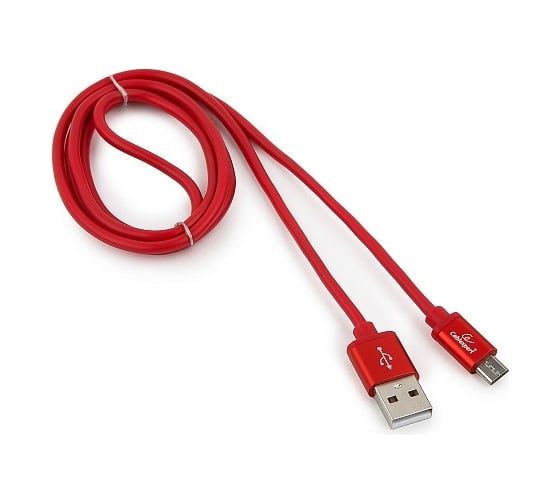 Кабель Cablexpert USB 2.0 AM/microB, серия Silver, длина 1 м, красный, блистер CC-S-mUSB01R-1M 1