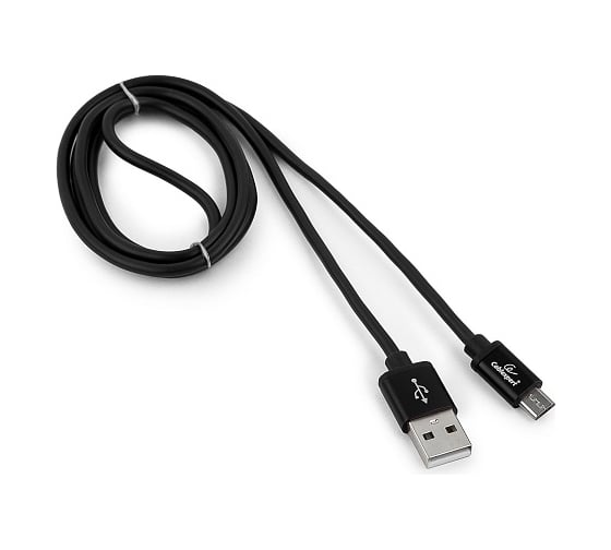 Кабель Cablexpert USB 2.0 AM/microB, серия Silver, длина 1 м, черный, блистер CC-S-mUSB01Bk-1M