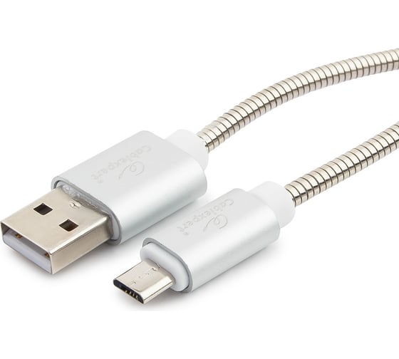 Кабель USB Cablexpert USB 2.0 AM/microB, серия Gold, длина 1м, блистер, серебро CC-G-mUSB02S-1M