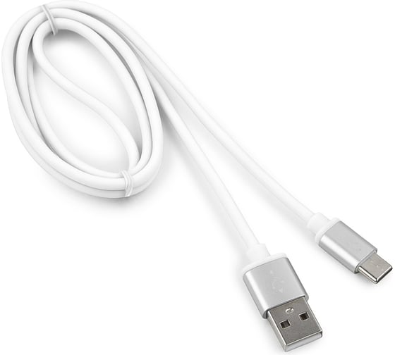 Кабель USB Cablexpert USB 2.0 AM/Type-C, серия Silver, длина 1м, блистер, белый CC-S-USBC01W-1M