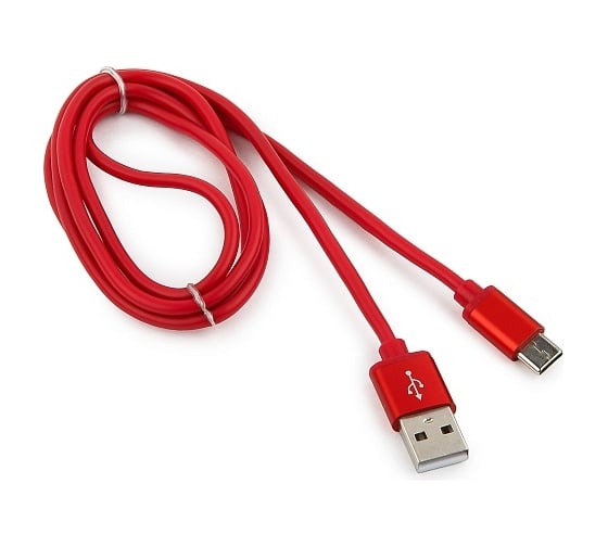 Кабель Cablexpert USB 2.0 AM/Type-C, серия Silver, длина 1 м, красный, блистер, CC-S-USBC01R-1M