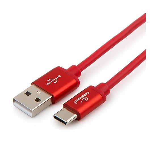 Кабель Cablexpert USB 2.0 AM/Type-C, серия Silver, длина 1 м, красный, блистер, CC-S-USBC01R-1M
