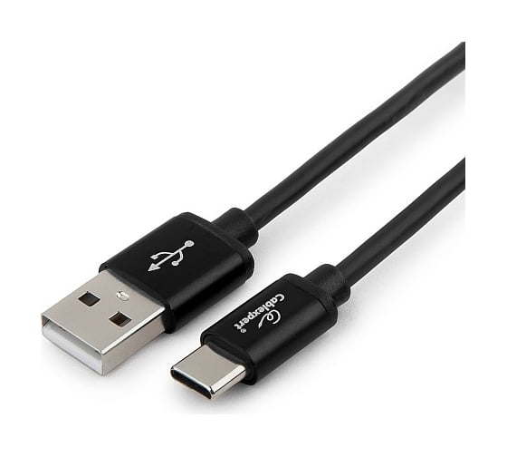 Кабель Cablexpert USB 2.0 AM/Type-C, серия Silver, длина 1 м, черный, блистер, CC-S-USBC01Bk-1M