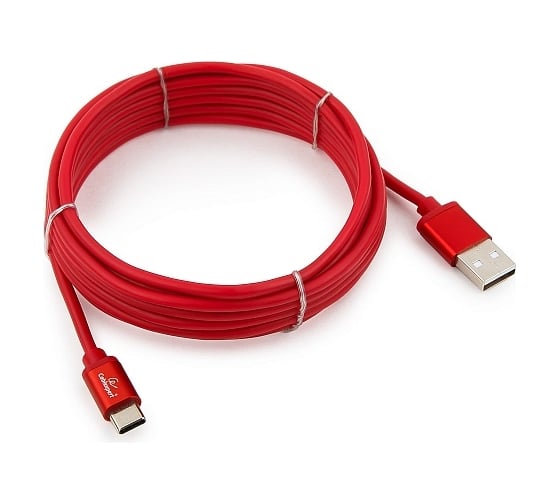 Кабель Cablexpert USB 2.0 AM/Type-C, серия Silver, длина 3 м, красный, блистер, CC-S-USBC01R-3M