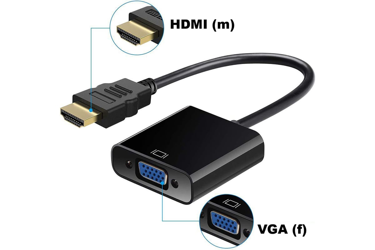 Адаптер PALMEXX ADP001 HDMI(m)-VGA(f), 1080p/60Hz, 0.15м, чёрный  PX/HDMI-VGA-bla