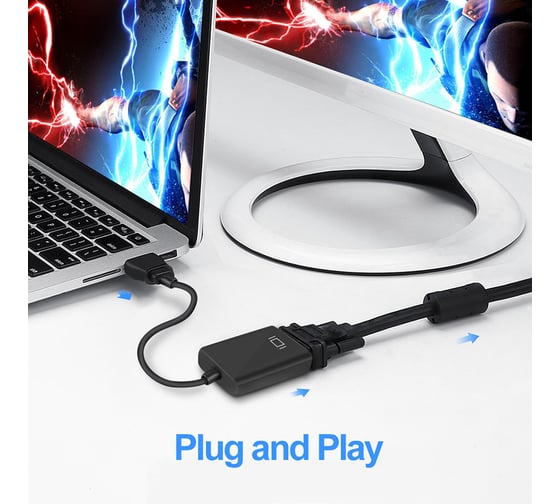 Адаптер PALMEXX ADP001 HDMI(m)-VGA(f), 1080p/60Hz, 0.15м, чёрный PX/HDMI-VGA-bla