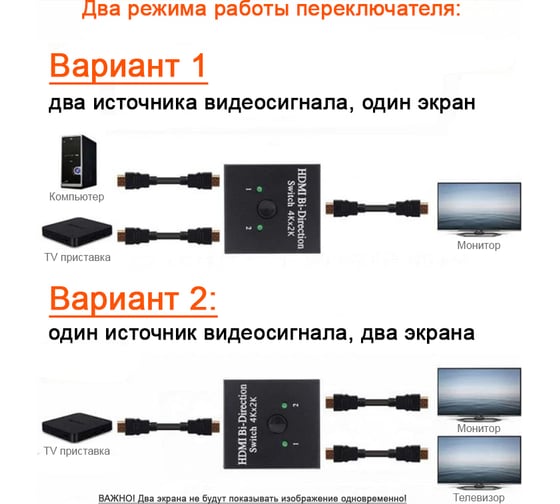 Двусторонний переключатель PALMEXX 1HDMI-2HDMI/2HDMI-1HDMI, 4K UltraHD, 3D PX/SWITCH-BIDIR