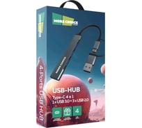 Хаб USB More Choice HUB 1USB 3.0+3USB 2.0 Type-C HUB03 0,1м HUB03 Grey