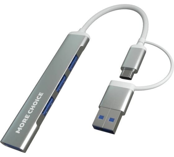 USB HUB 1USB 3.0+3USB 2.0 Type-C HUB03 0,1м More Choice HUB03 Silver 1