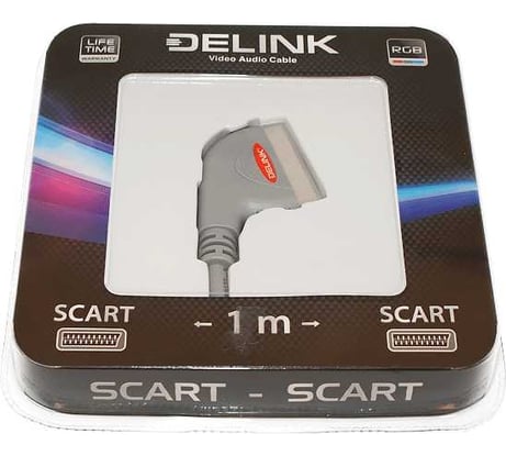Шнур delink SCART-SCART 1,0м "Grey" пластик 3640