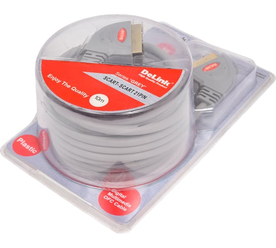 Шнур delink SCART-SCART 10,0м "Grey" пластик 3646