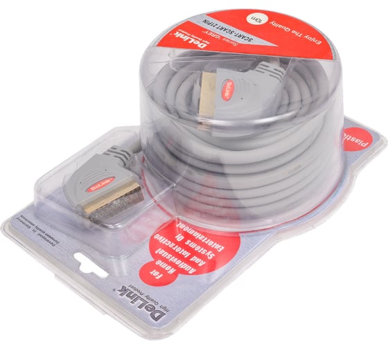 Шнур delink SCART-SCART 10,0м "Grey" пластик 3646