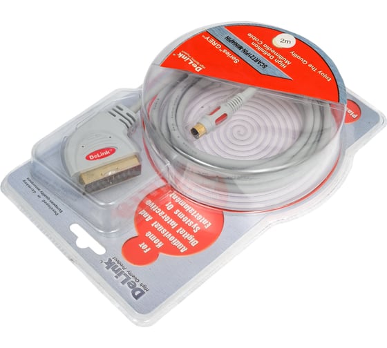 Шнур delink SCART-S-Video 2,0м "Grey" пластик 3636