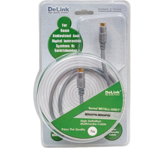 Шнур delink S-Video-S-Video 1,0м "Metall Grey" 3805